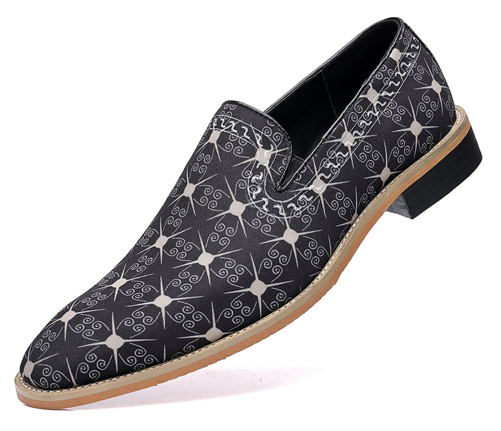 Men's Printed Smoking Loafers PU Leather