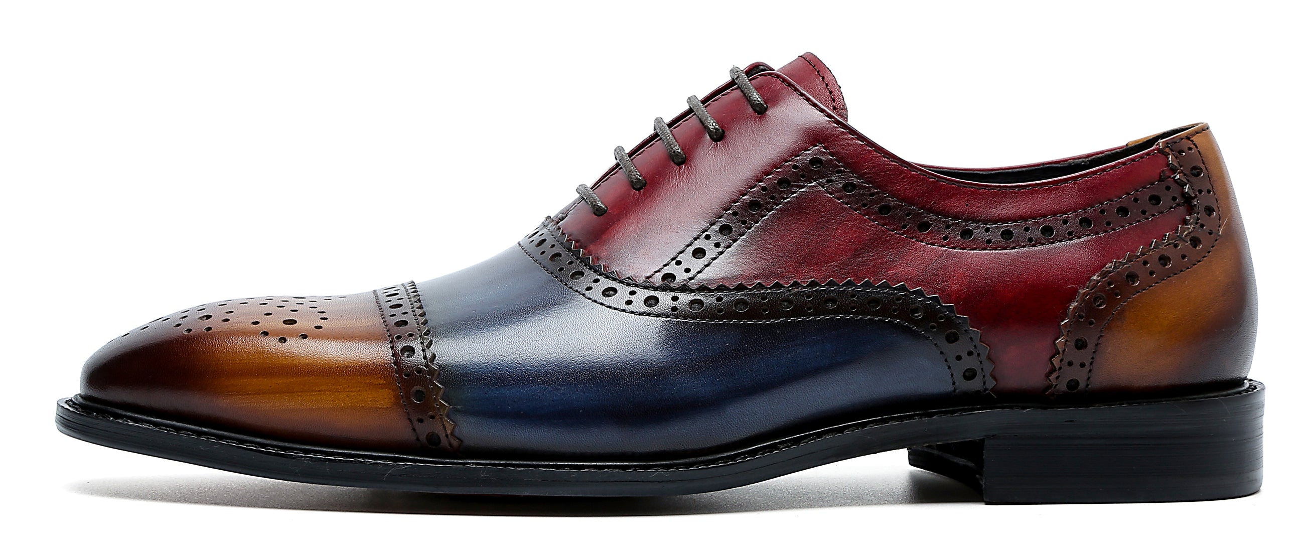 Oxford colorido de cuero brogue para hombre 