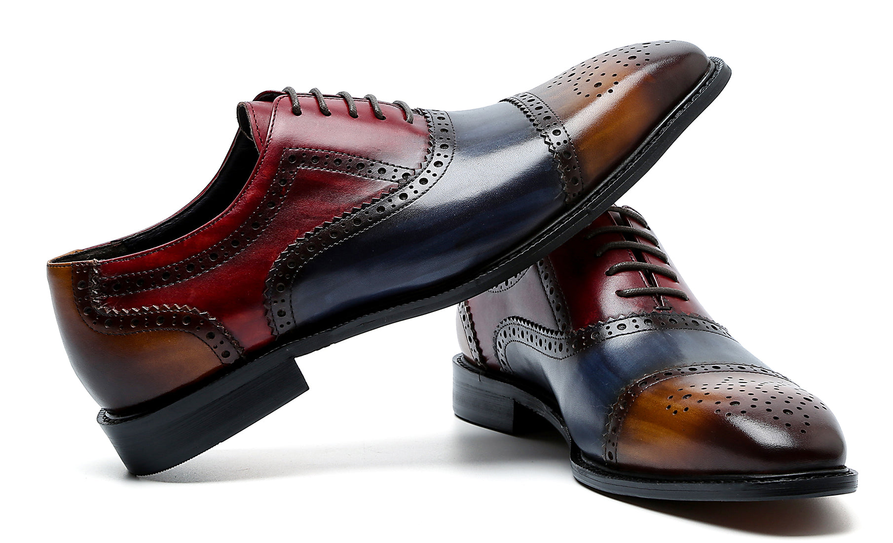 Oxford colorido de cuero brogue para hombre 