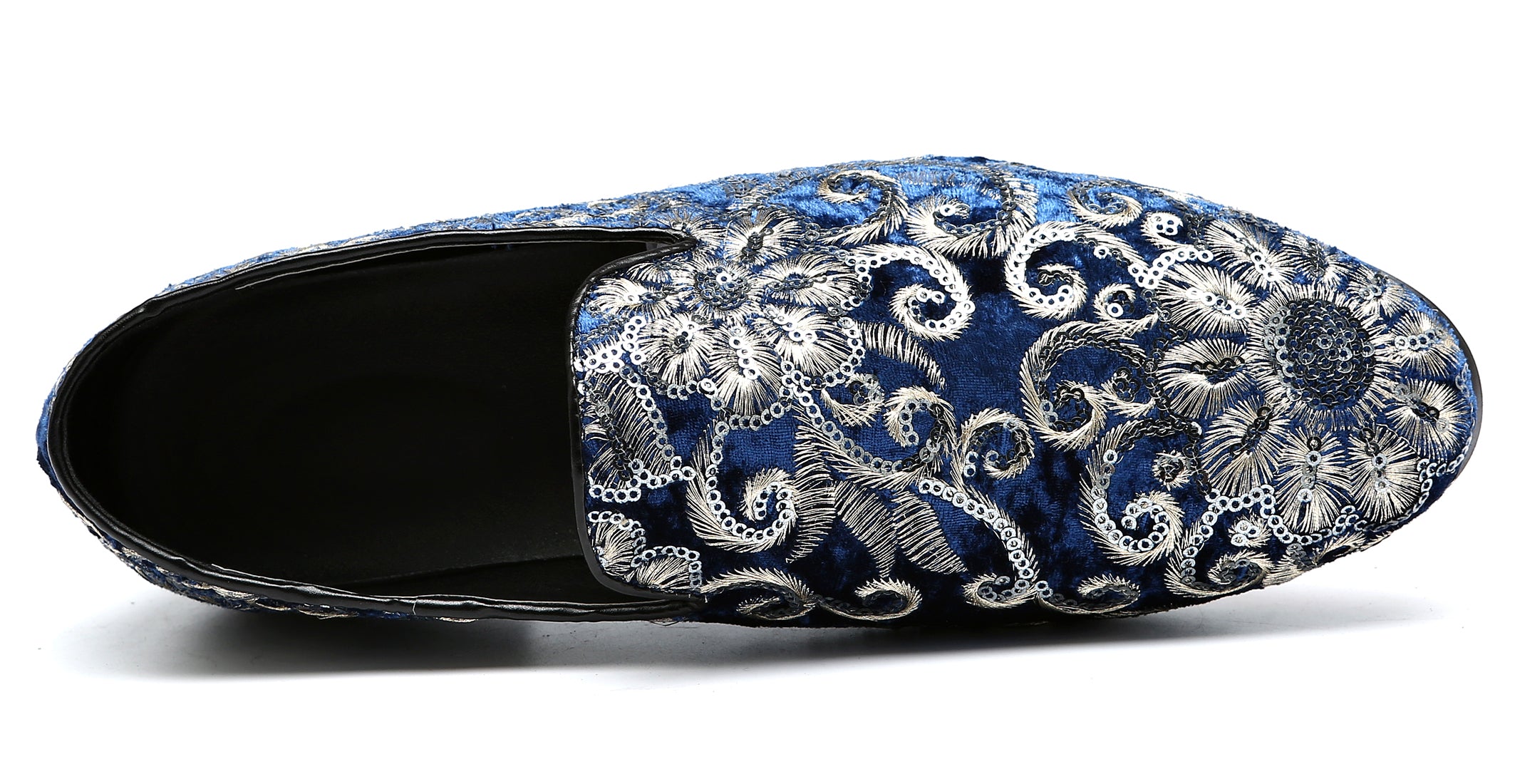 Men's Velvet Silver Stitching Smoking Loafers