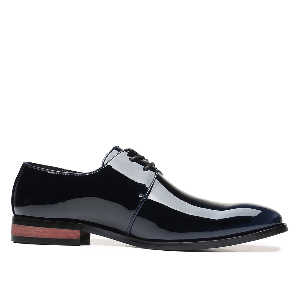 Zapatos Derby brillantes de cuero estampado para hombre