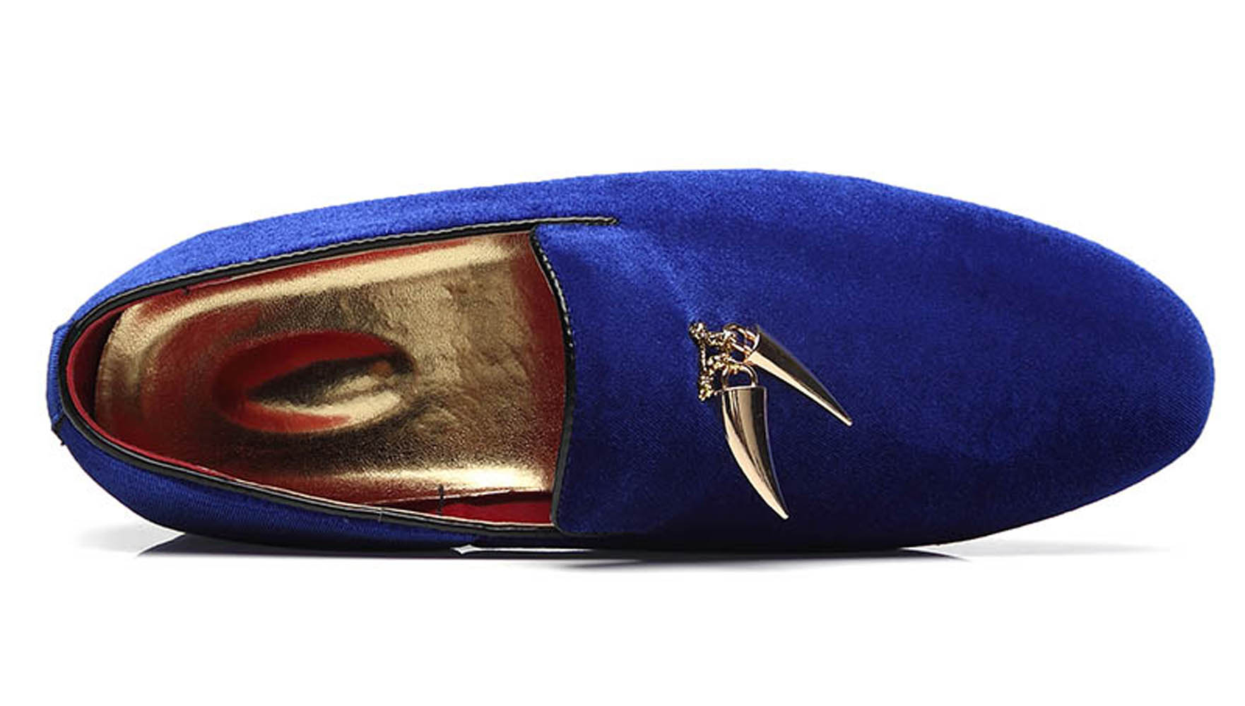 Men's Velvet Smoking Loafers Black Blue Red