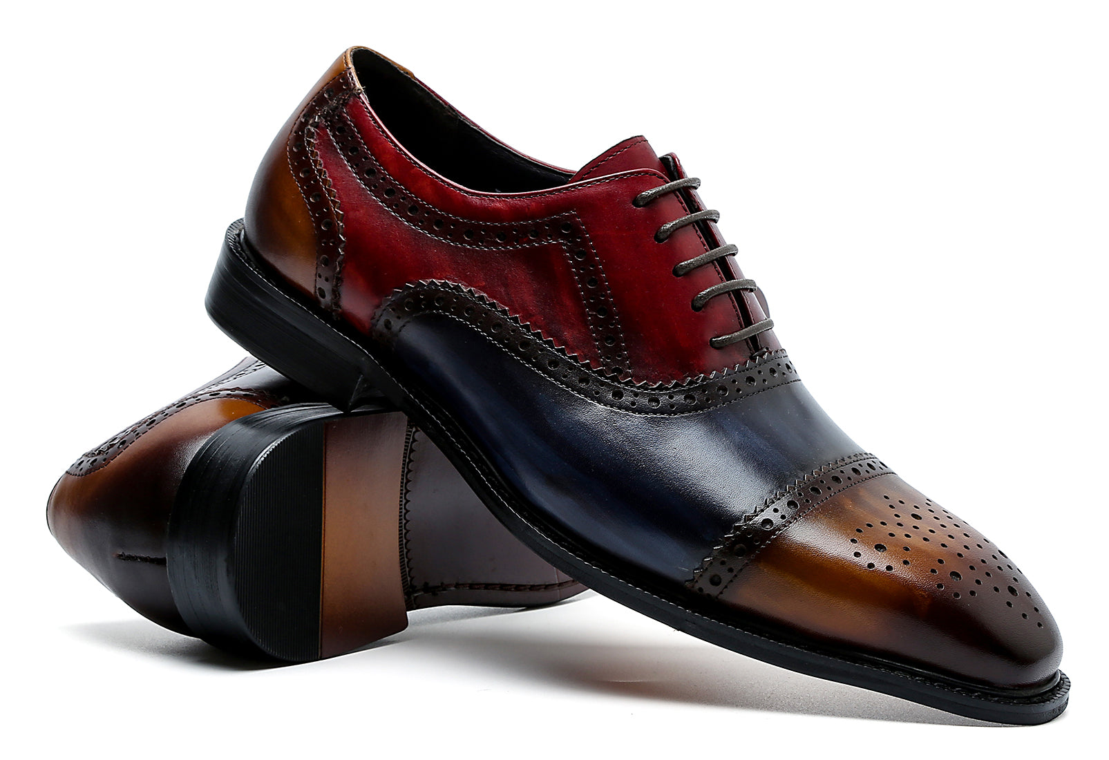 Oxford colorido de cuero brogue para hombre 