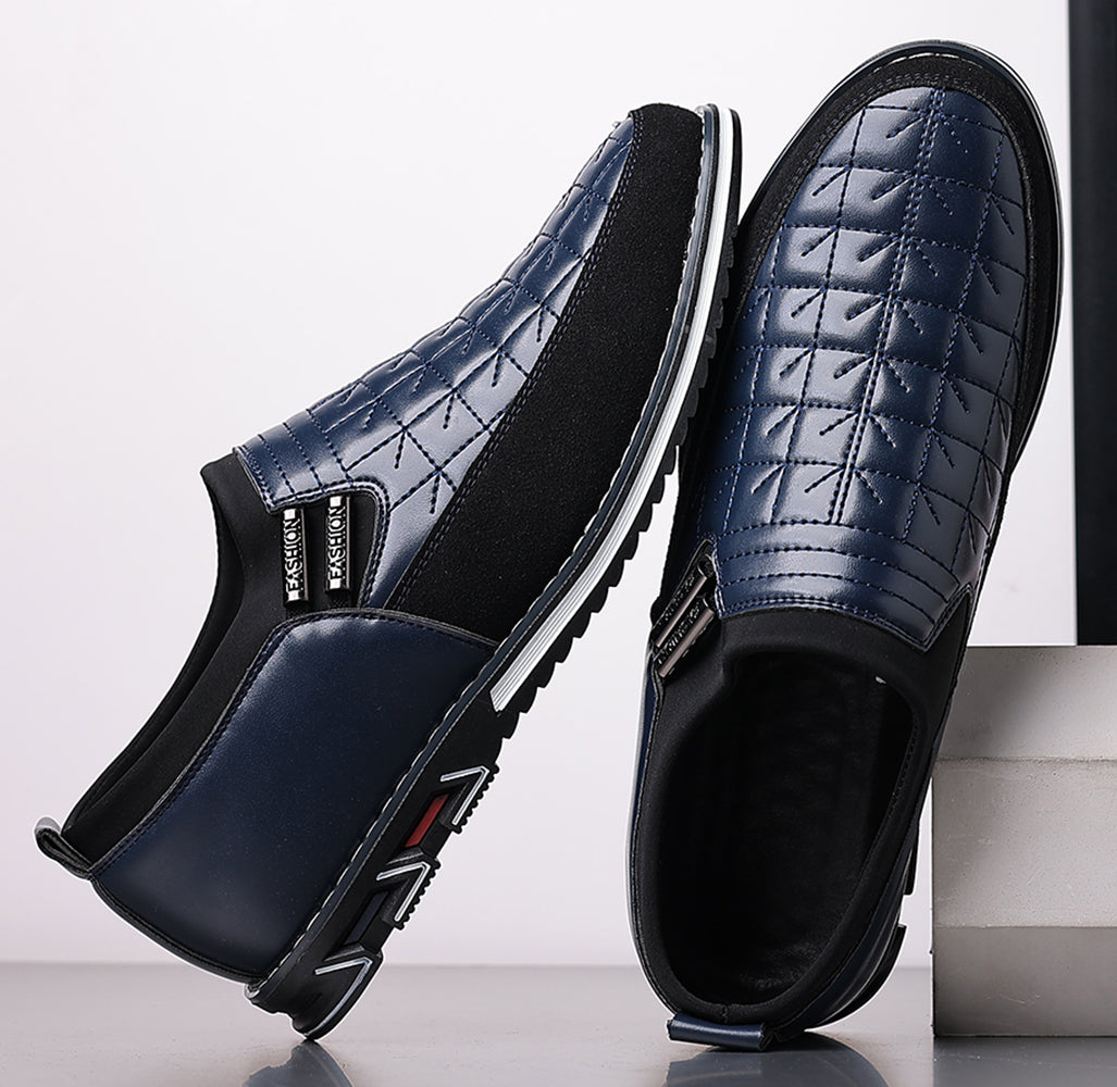 Men's Checkered Stitching Driving Loafers