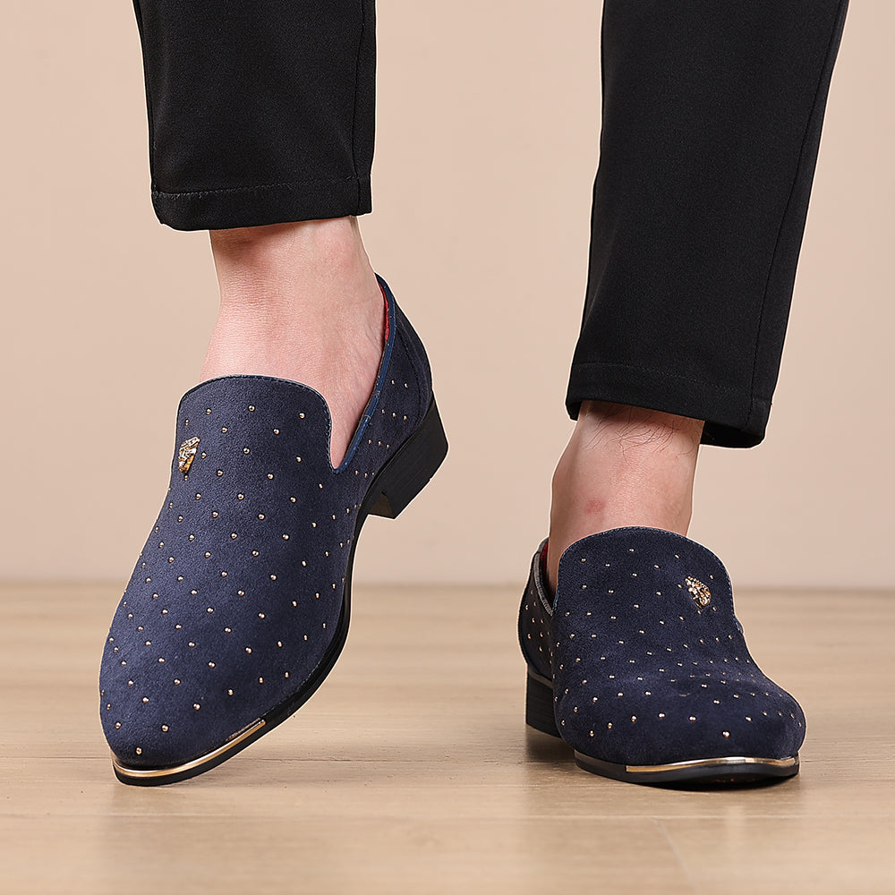 Men's Suede Beaded Tiger Smoking Loafers