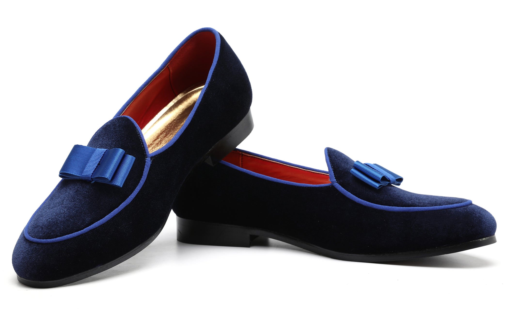 Men's Velvet Bow Shallow Loafers