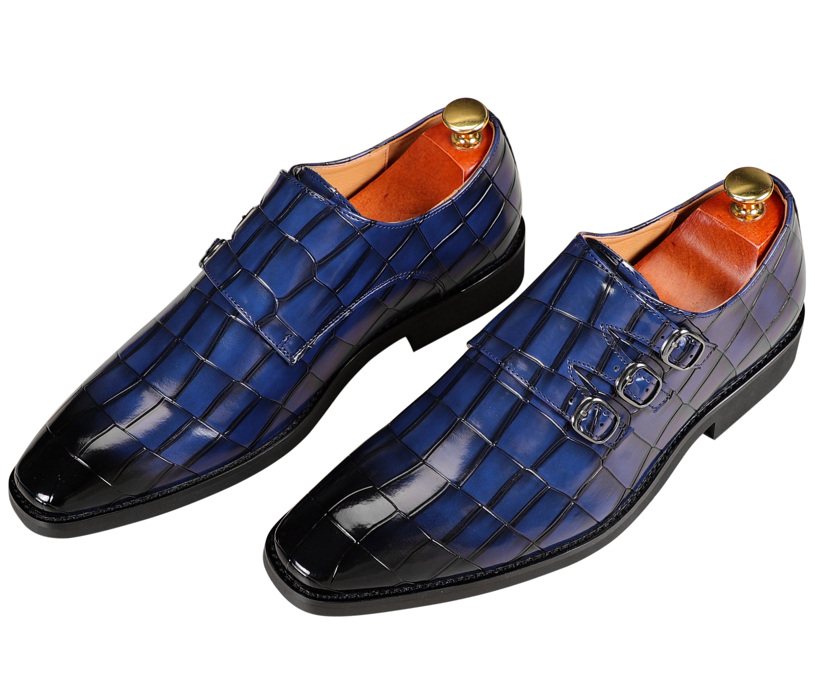 Men's Monk Strap Loafers Tripple Buckles