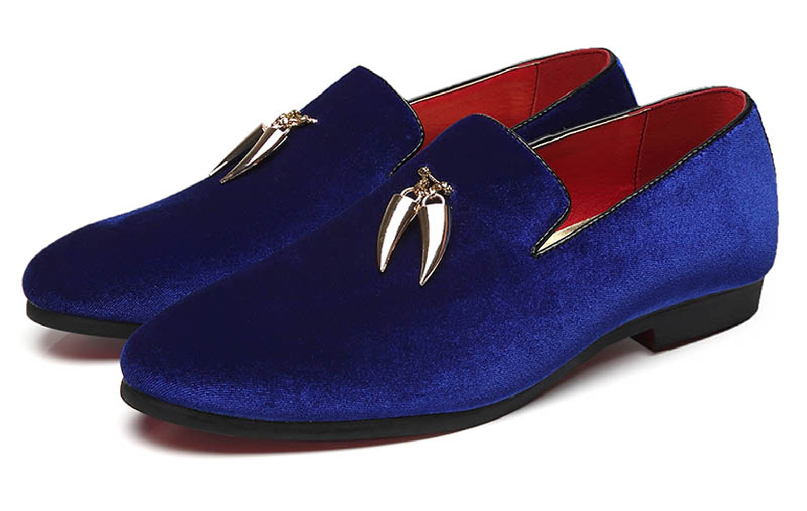 Men's Velvet Smoking Loafers Black Blue Red