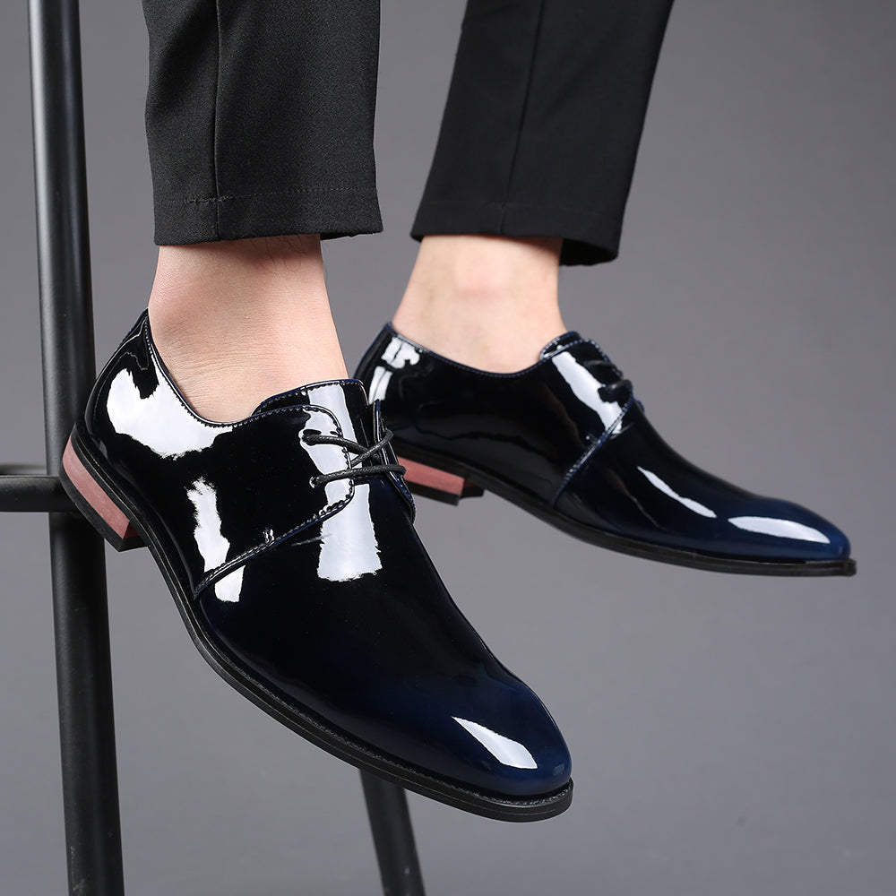 Zapatos Derby brillantes de cuero estampado para hombre