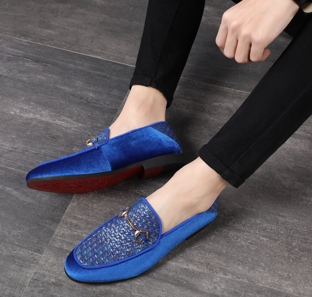 Mocasines para fumar con herrajes tejidos para hombre