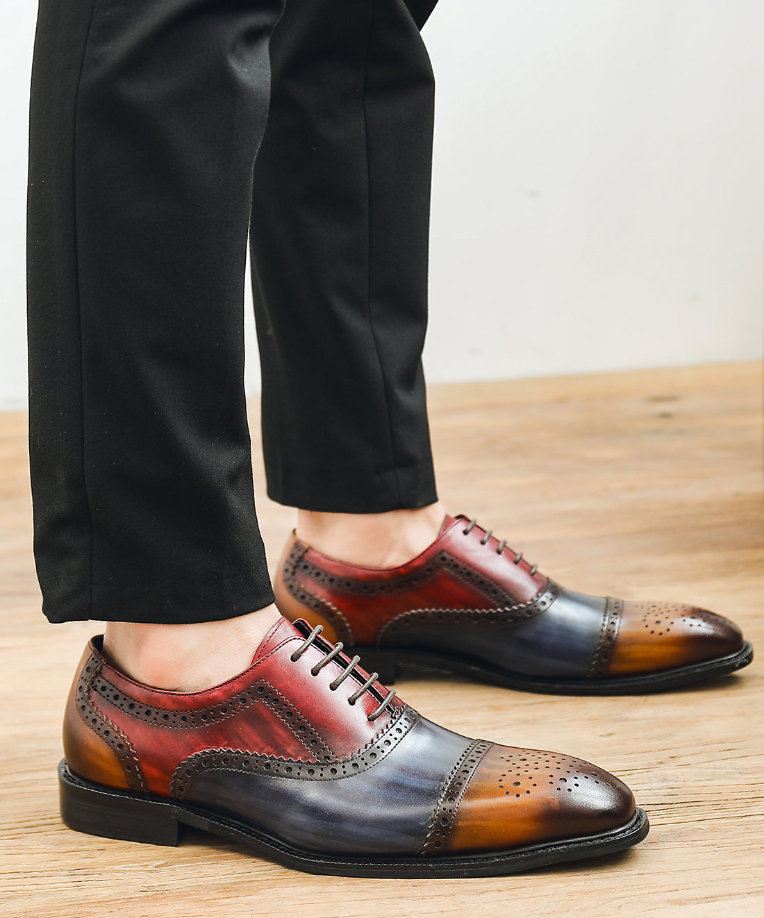 Oxford colorido de cuero brogue para hombre 