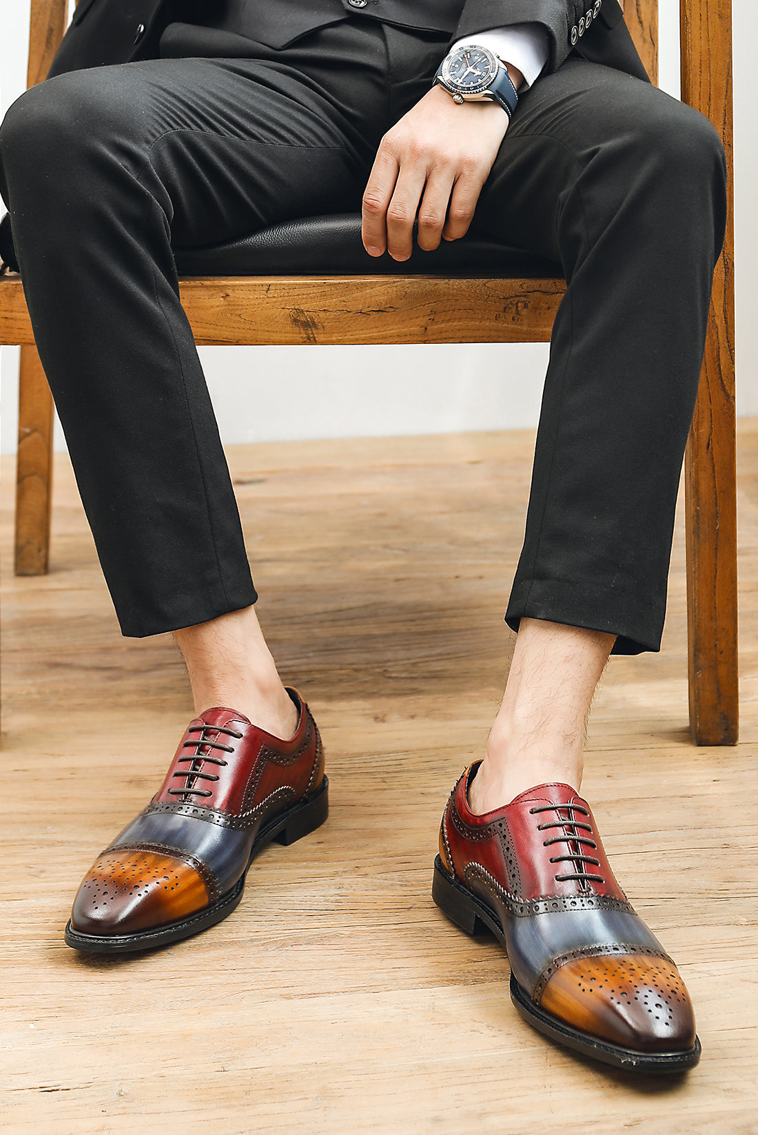 Oxford colorido de cuero brogue para hombre 