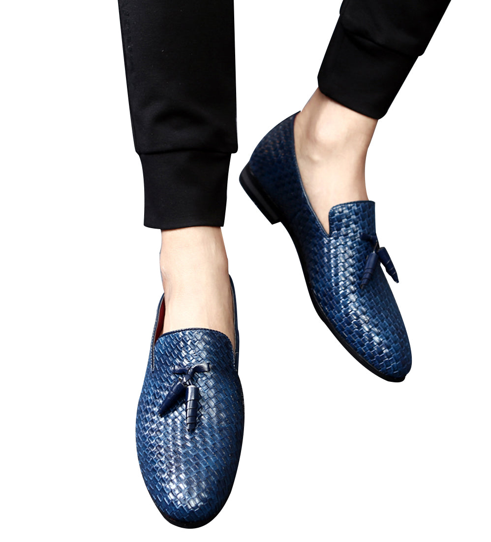 Men's Woven Tassel Loafers Black Blue Grey