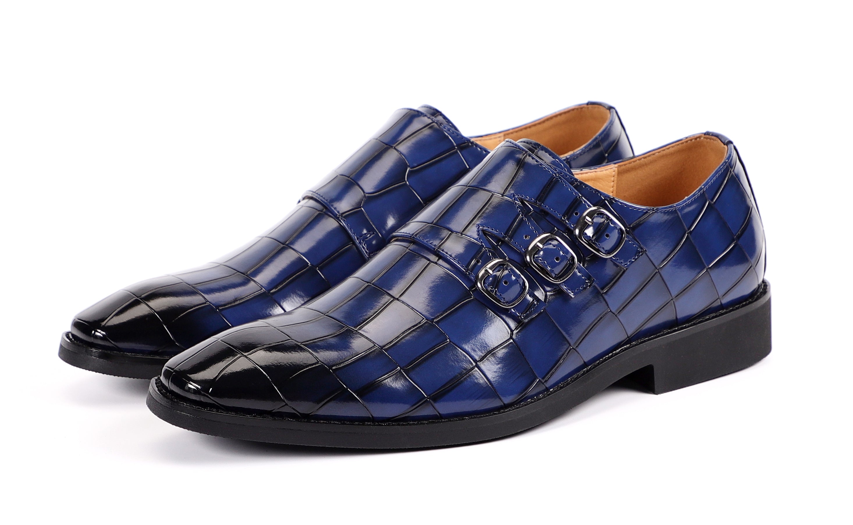 Men's Monk Strap Loafers Tripple Buckles