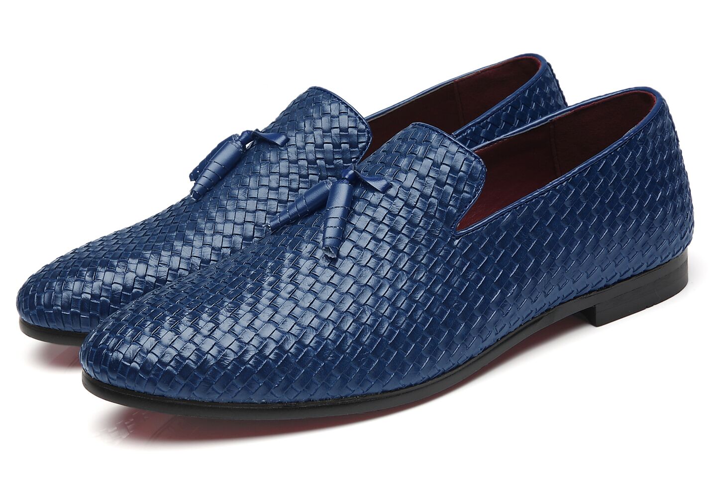 Men's Woven Tassel Loafers Black Blue Grey