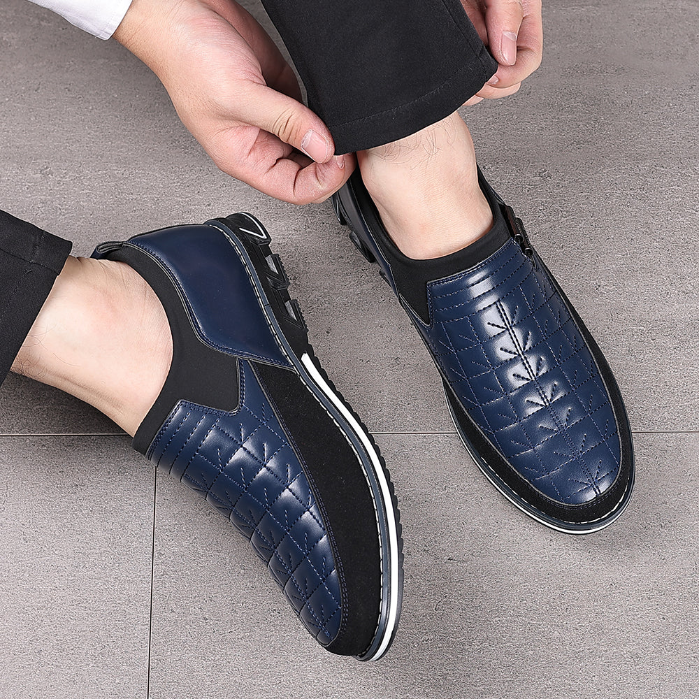 Men's Checkered Stitching Driving Loafers