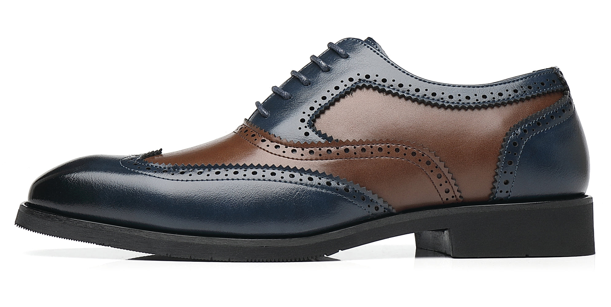 Zapatos Oxford compuestos Wingtip azul marrón para hombre