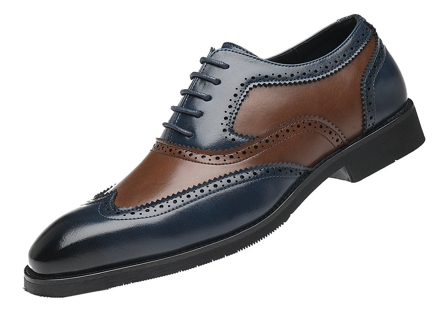 Zapatos Oxford compuestos Wingtip azul marrón para hombre