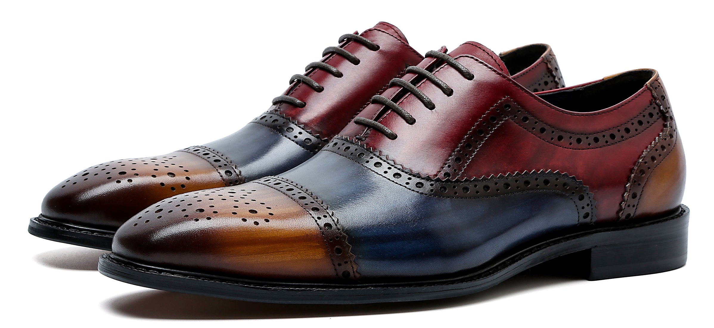 Oxford colorido de cuero brogue para hombre 