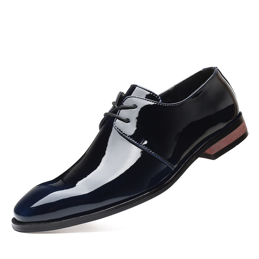 Zapatos Derby brillantes de cuero estampado para hombre