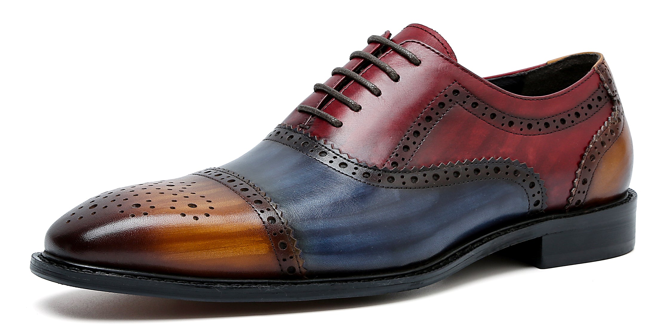 Oxford colorido de cuero brogue para hombre 