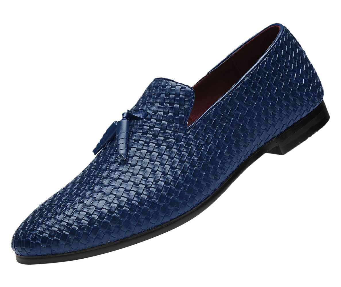 Men's Woven Tassel Loafers Black Blue Grey