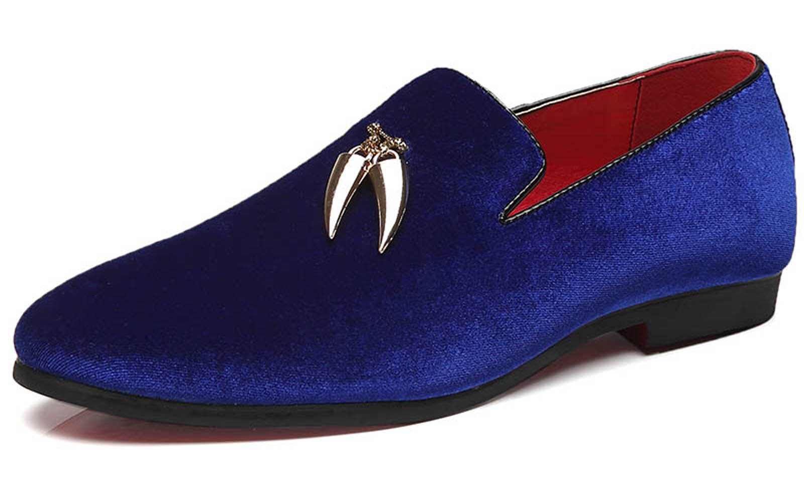 Men's Velvet Smoking Loafers Black Blue Red