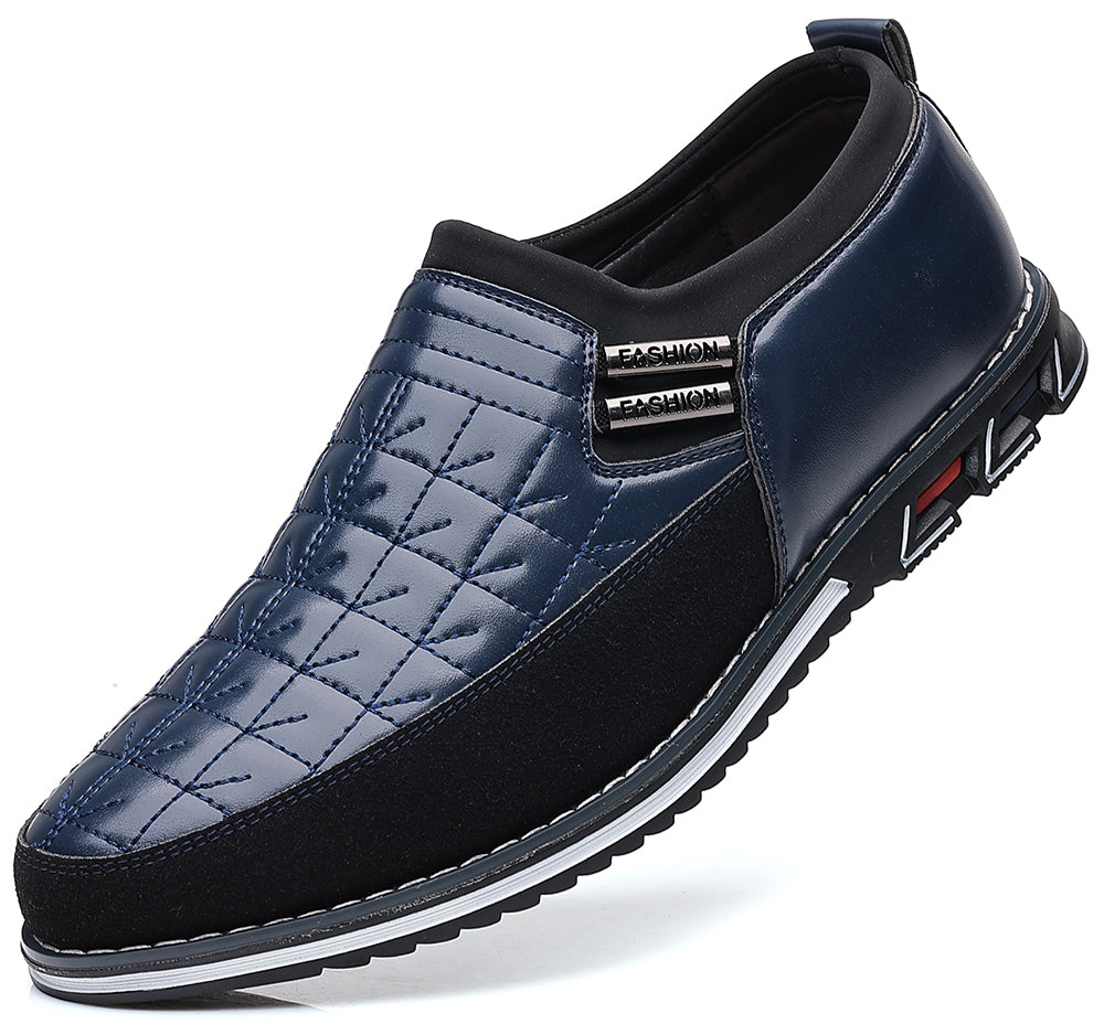 Men's Checkered Stitching Driving Loafers