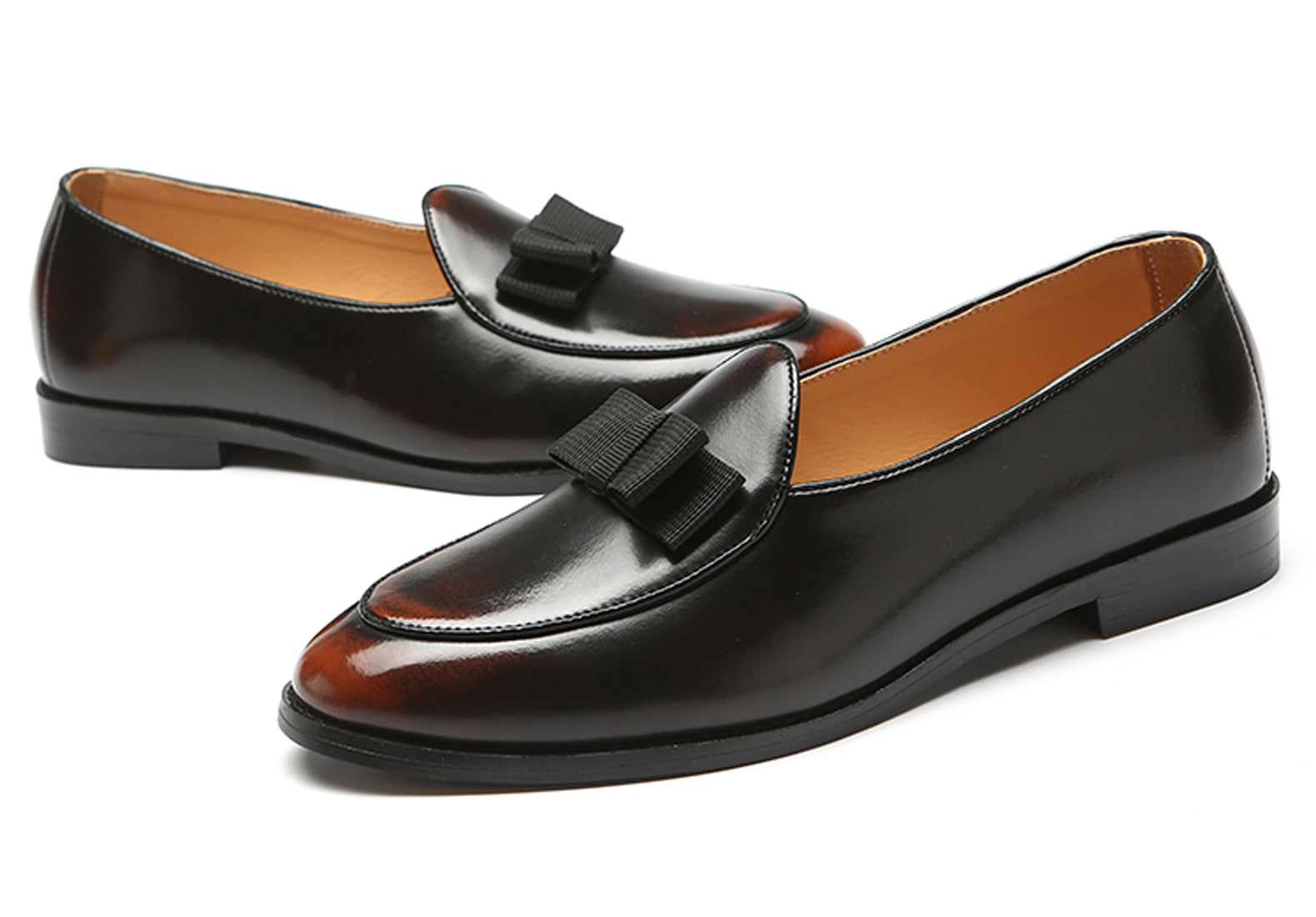 Men's Leather Bow Loafers