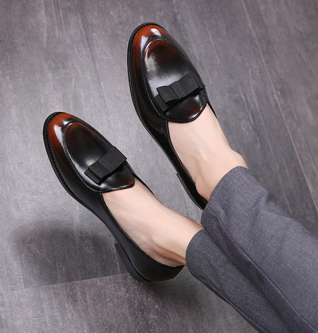 Men's Leather Bow Loafers