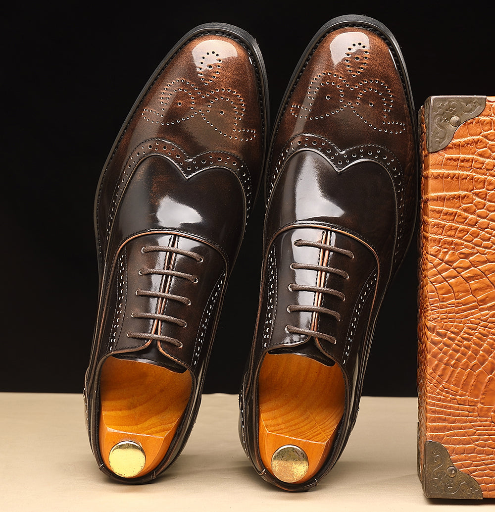 Oxfords Wingtip para hombre Negro Bronce