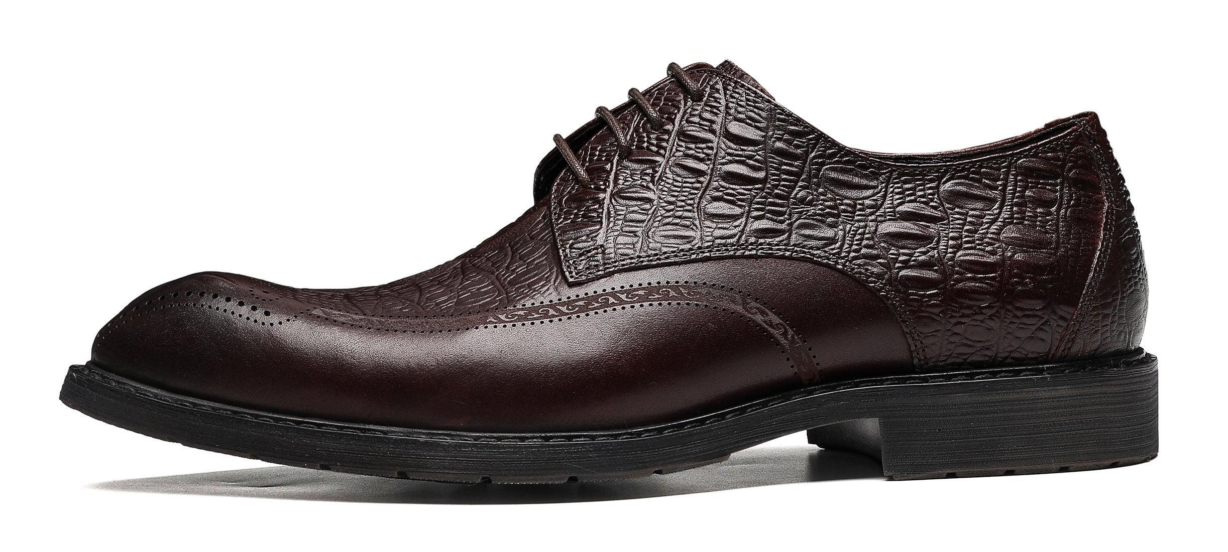 Derby Brogue de cuero genuino para hombre 