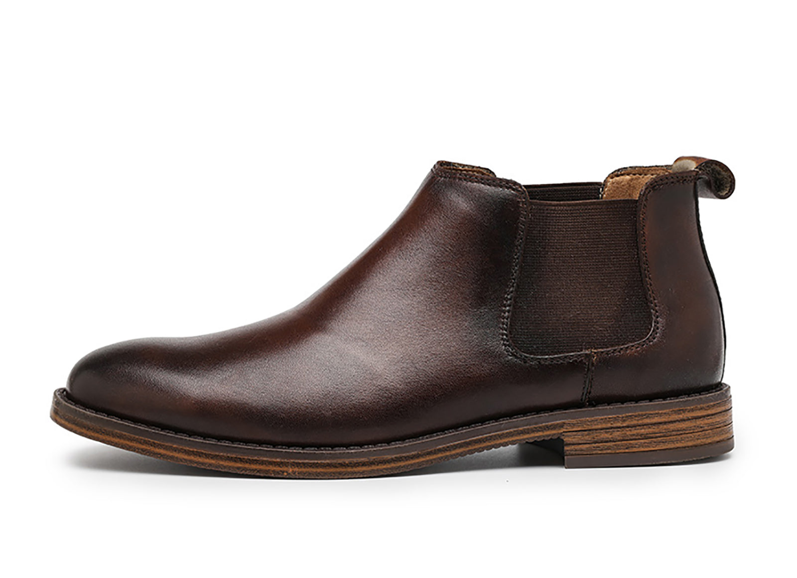 Botas Chelsea para hombre de piel con punta redonda 