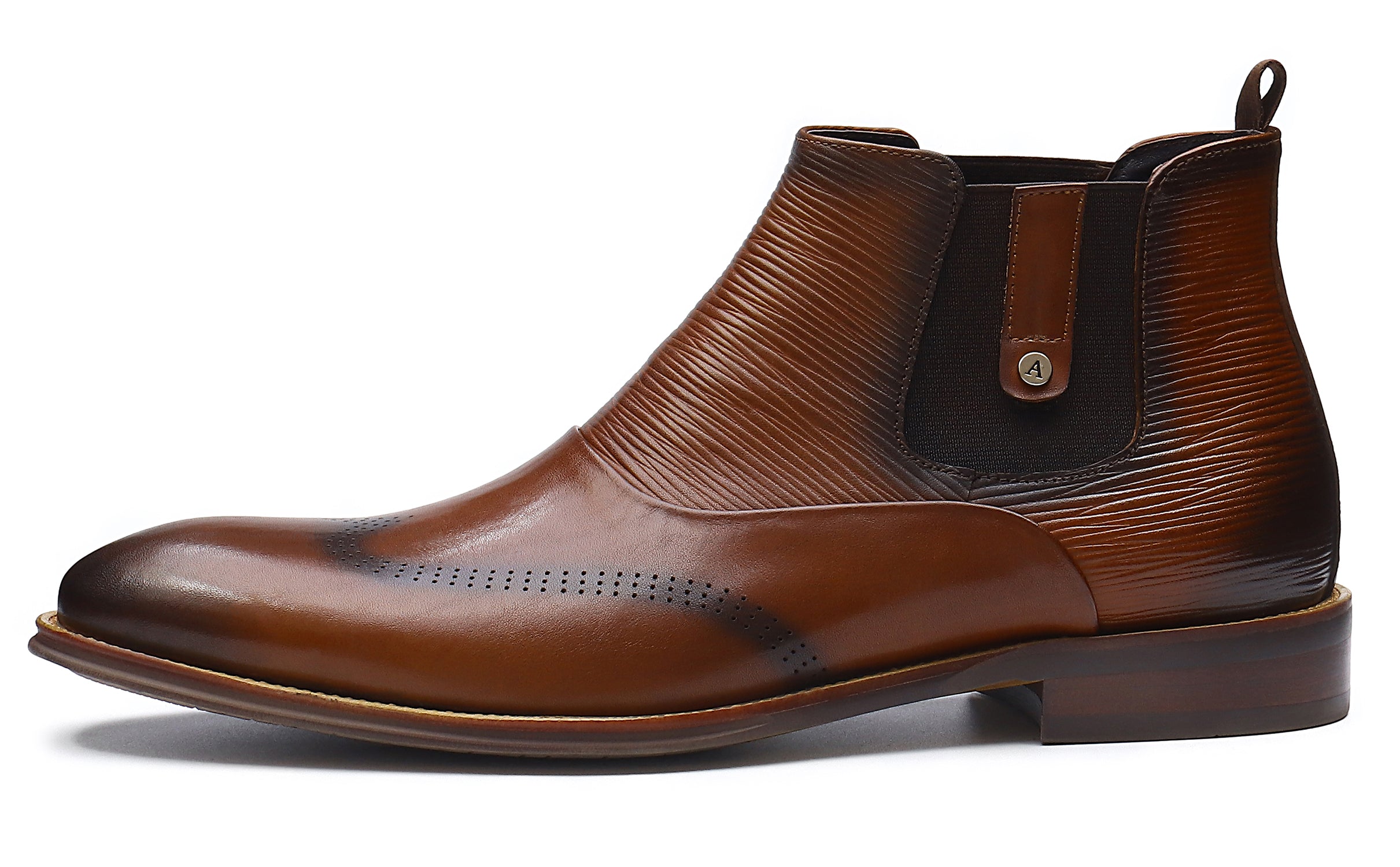 Botas Chelsea de cuero a la moda para hombre 