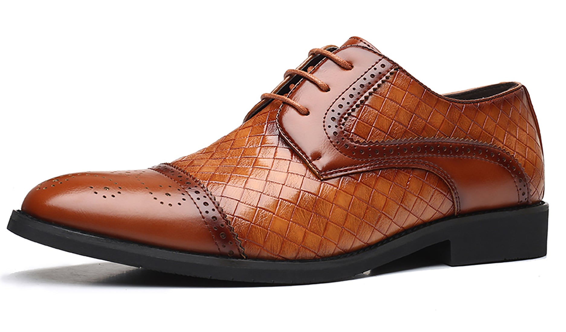 Men's Cap Toe Woven Derby Shoes