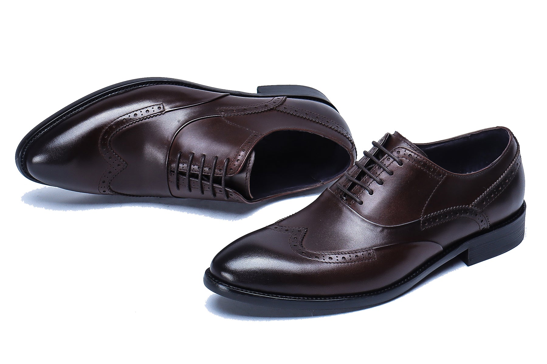 Zapatos Oxford de cuero con cordones para hombre 