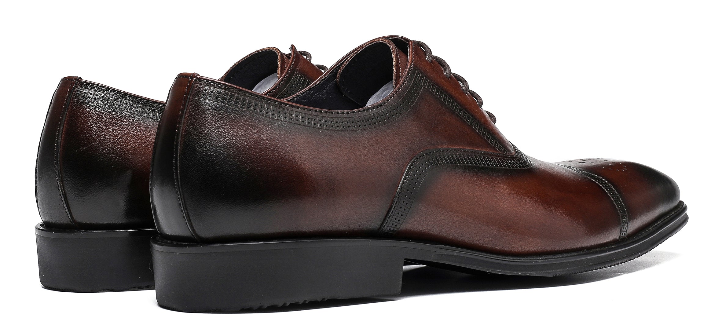 Zapatos Oxford formales de cuero con punta lisa para hombre 