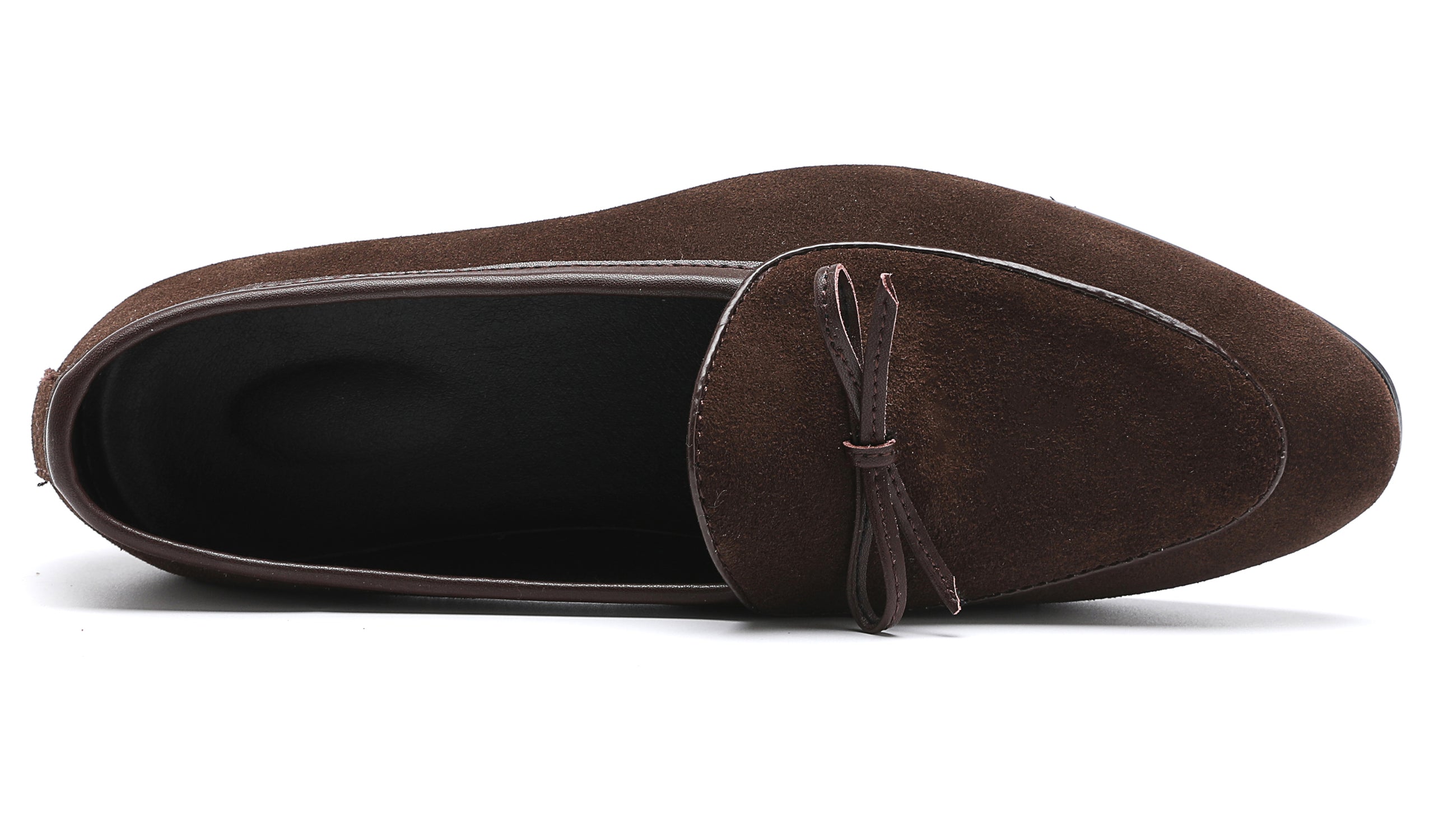 Men's Suede Bow Smoking Loafers Black Brown Tan