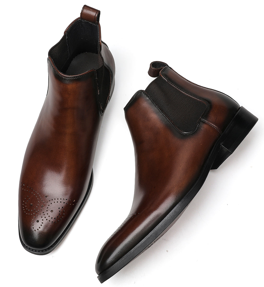 Botas Chelsea formales de vestir de cuero para hombre