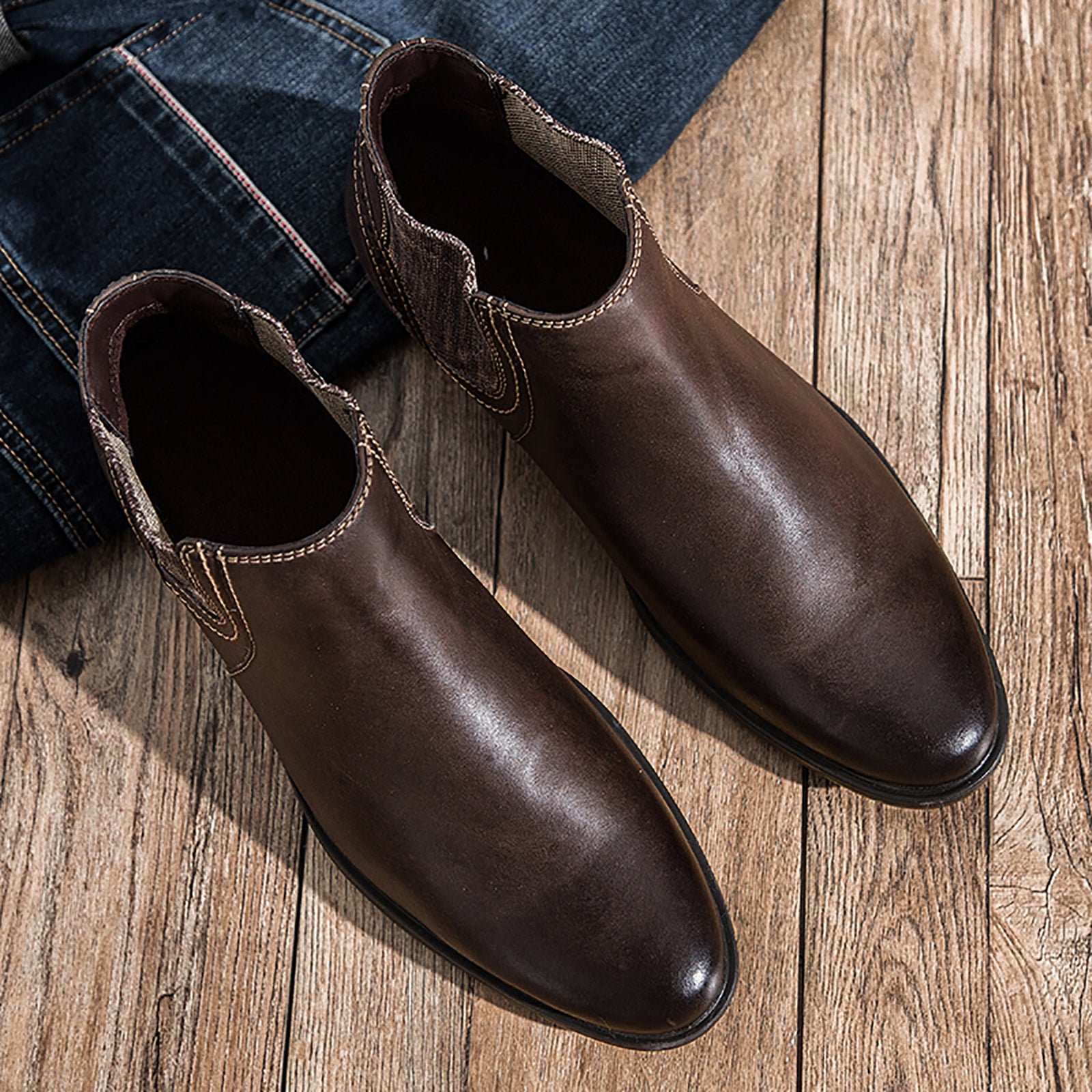 Men's Chelsea Boots Leather Black Brown Tan