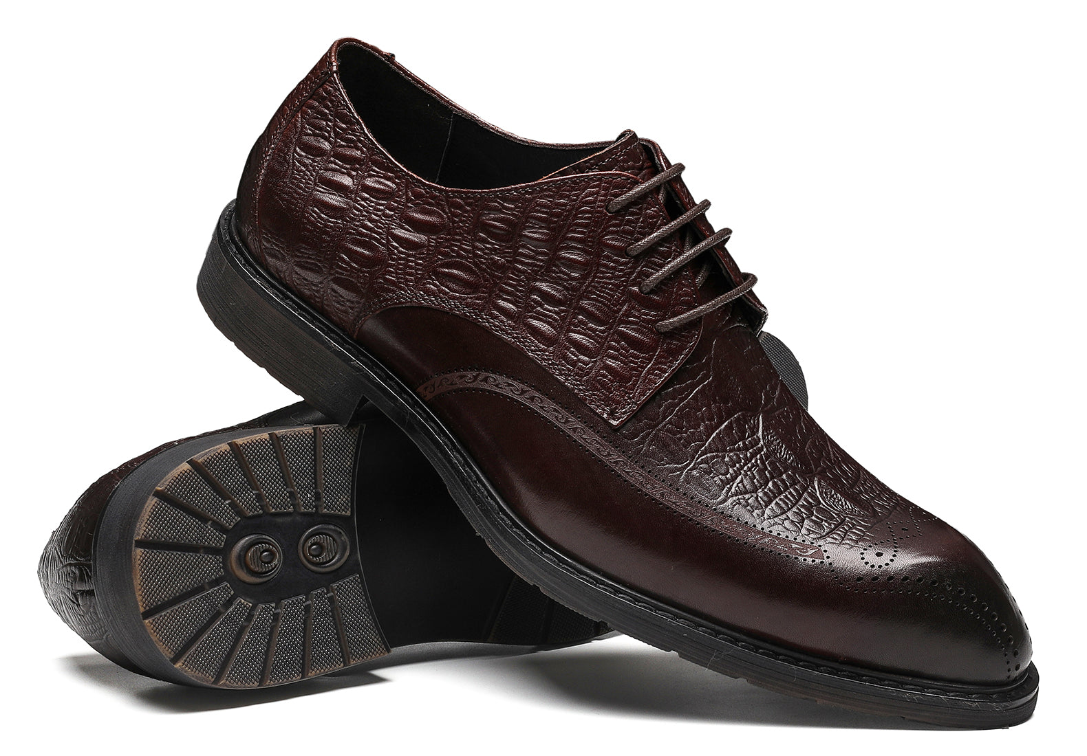 Derby Brogue de cuero genuino para hombre 