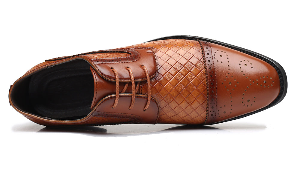 Men's Cap Toe Woven Derby Shoes