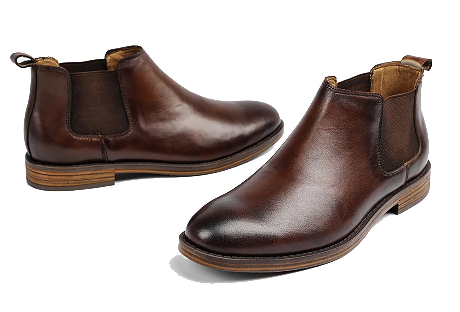 Botas Chelsea para hombre de piel con punta redonda 