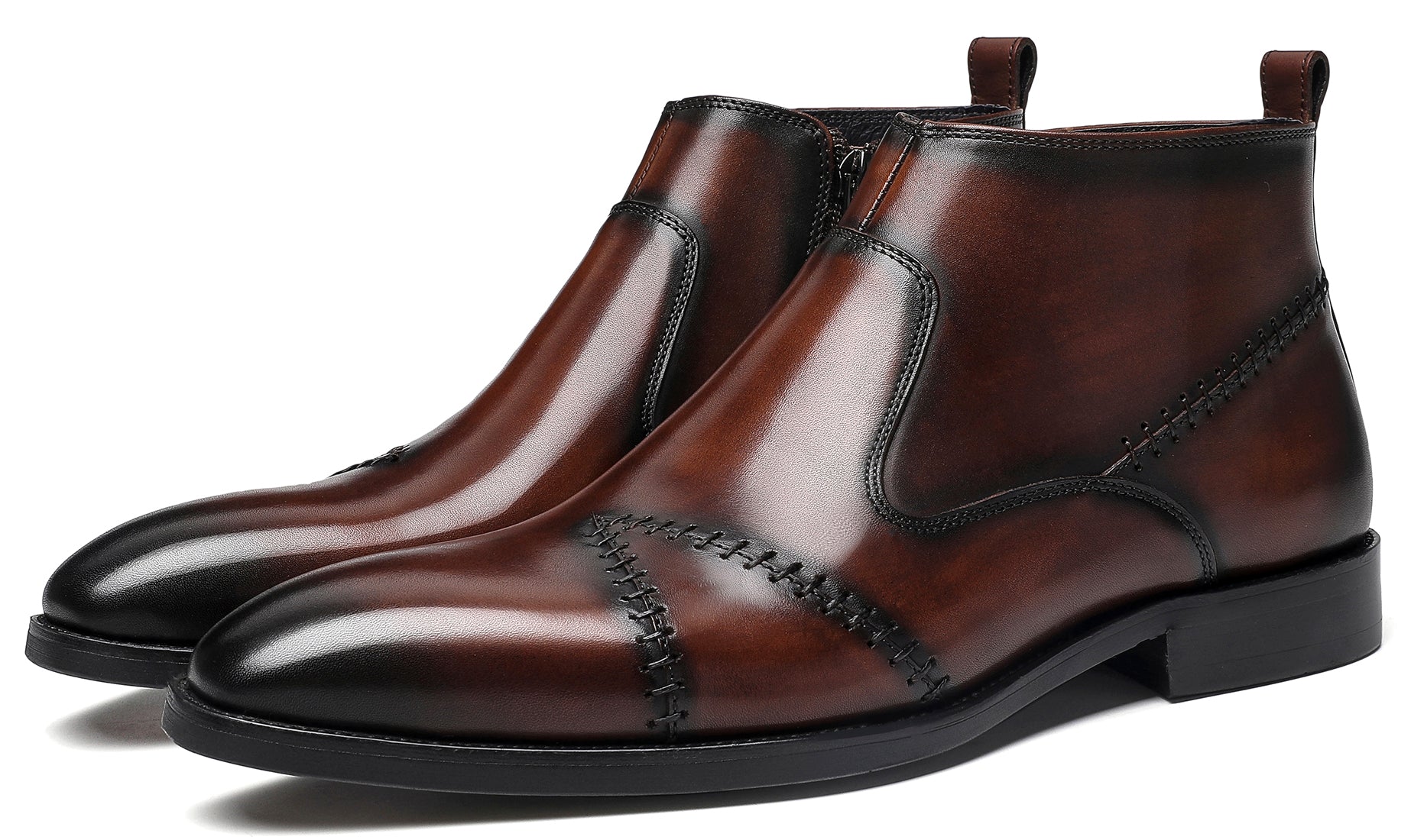 Botas Chelsea formales con cremallera para hombre