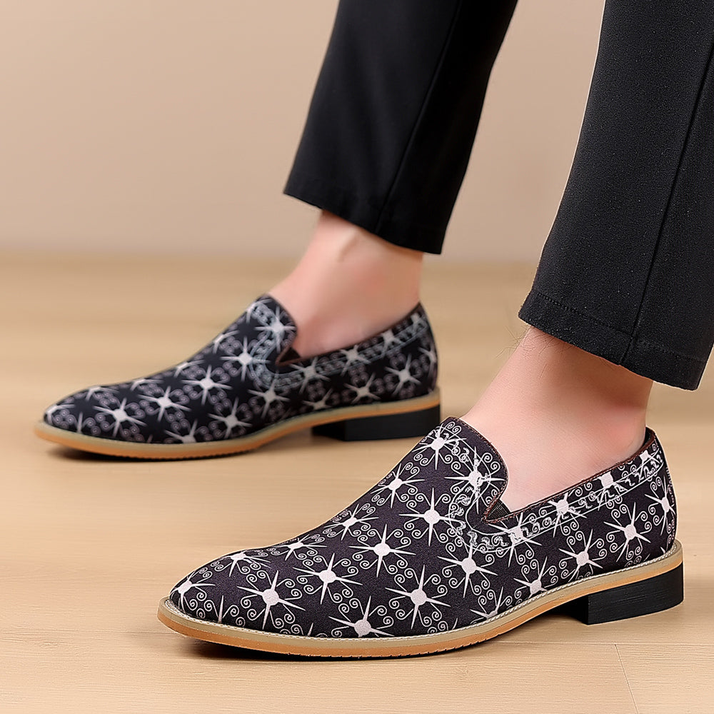 Men's Printed Smoking Loafers PU Leather