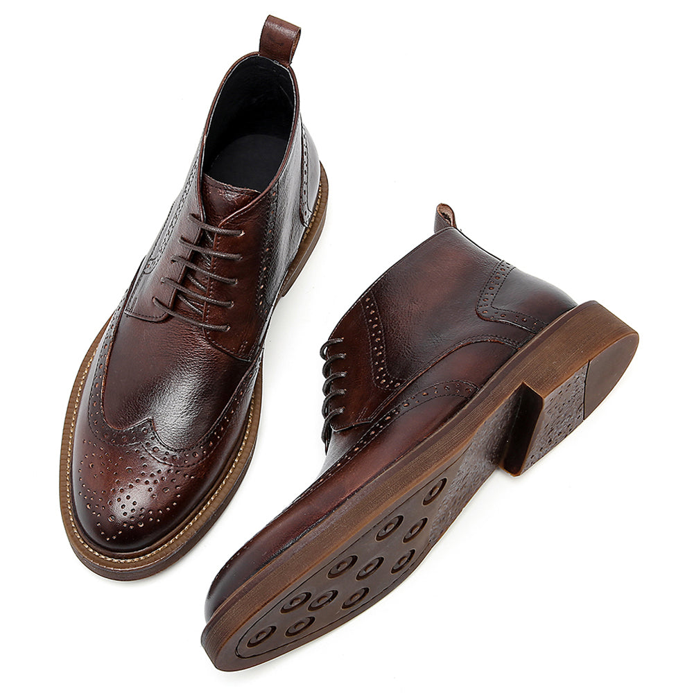 Men's Brogue Oxford Leather Casual Boots
