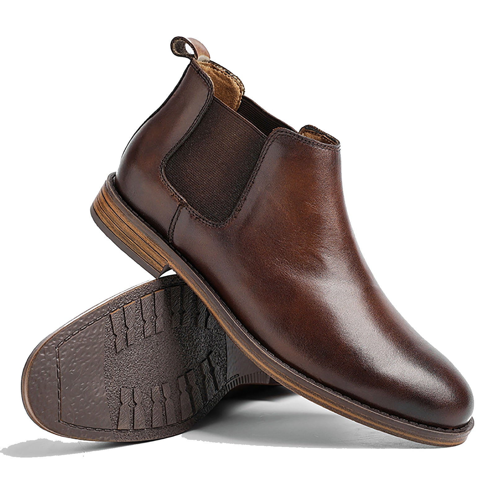 Botas Chelsea para hombre de piel con punta redonda 