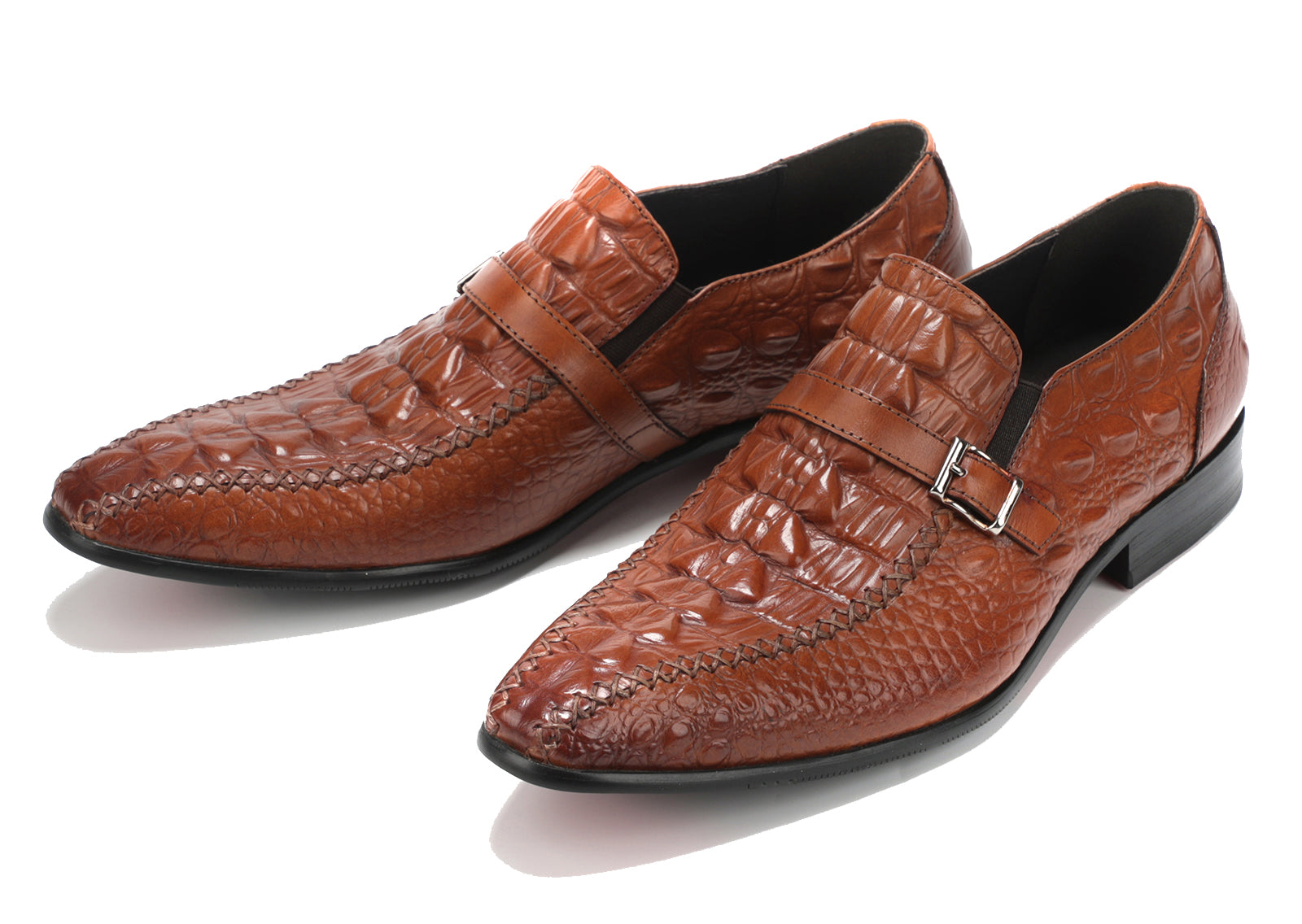 Mocasines de piel suave con correa tipo monje para hombre