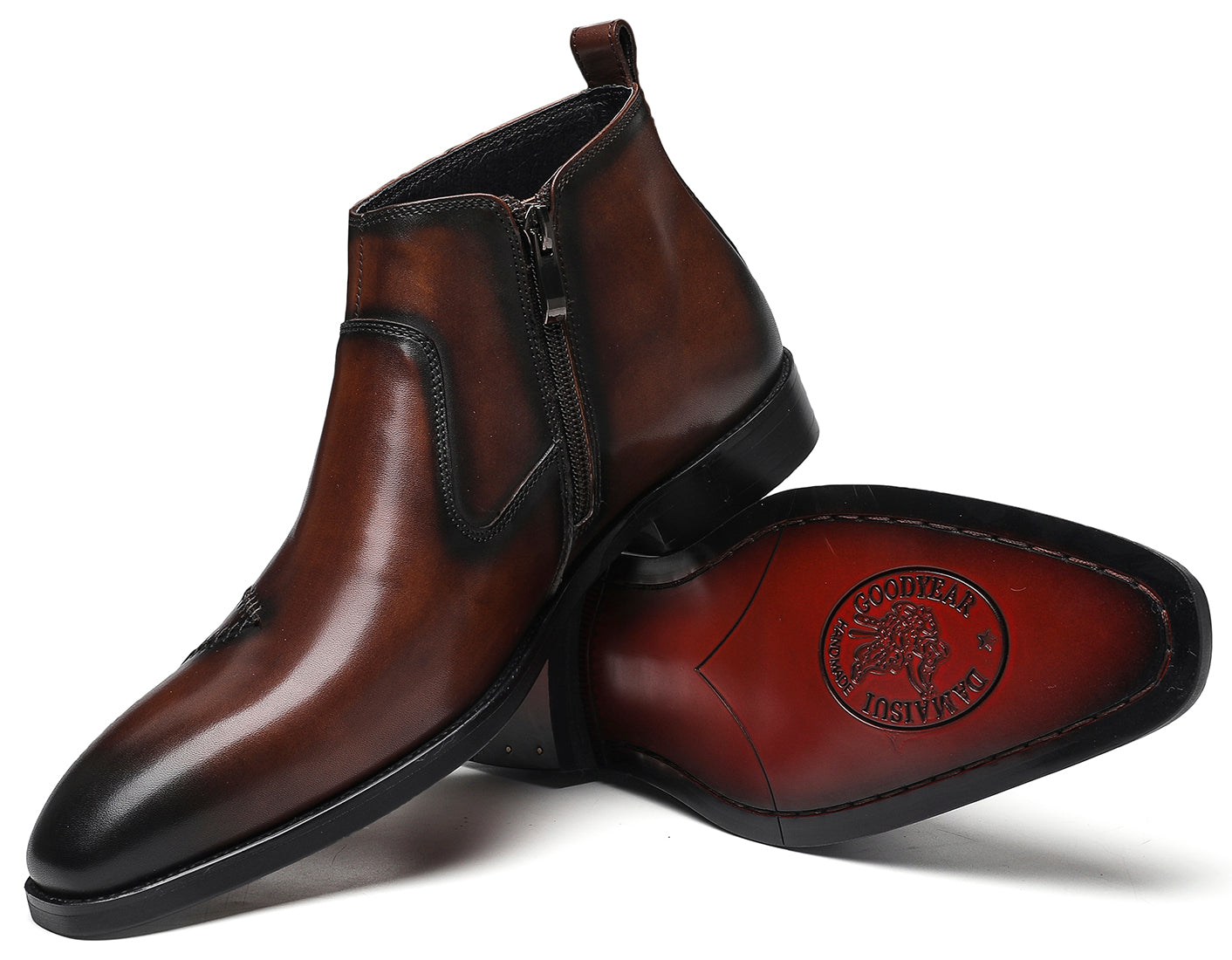 Botas Chelsea formales con cremallera para hombre