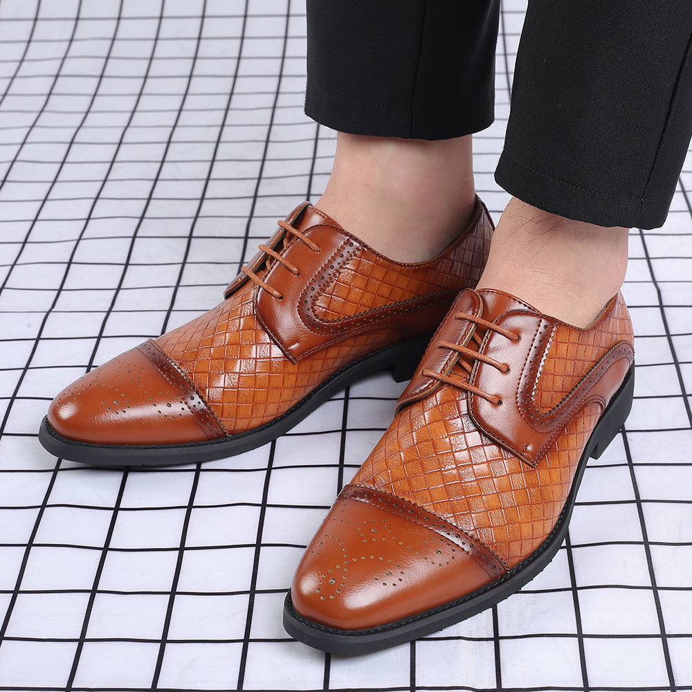 Men's Cap Toe Woven Derby Shoes